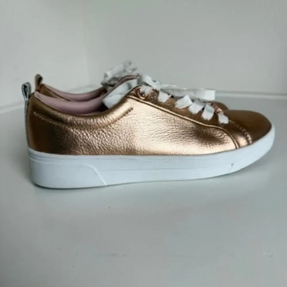 TED BAKER‎ Gielli Sneakers Rose Gold Leather Ribbon Laces US 6 Metallic Shoes
